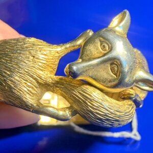 CASTLECLIFF HINGED BYPASS GOLDPLATED FOX CLAMPER BRACELET CG0